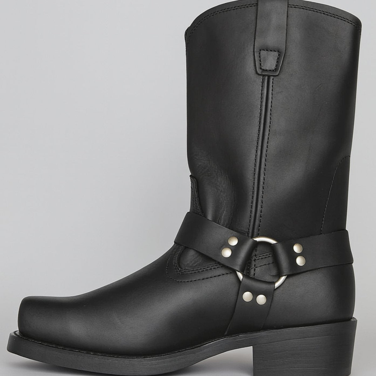 Women's Square-Toe Leather Harness Western Pull-On Cowboy Boots