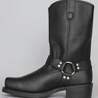Women's Square-Toe Leather Harness Western Pull-On Cowboy Boots