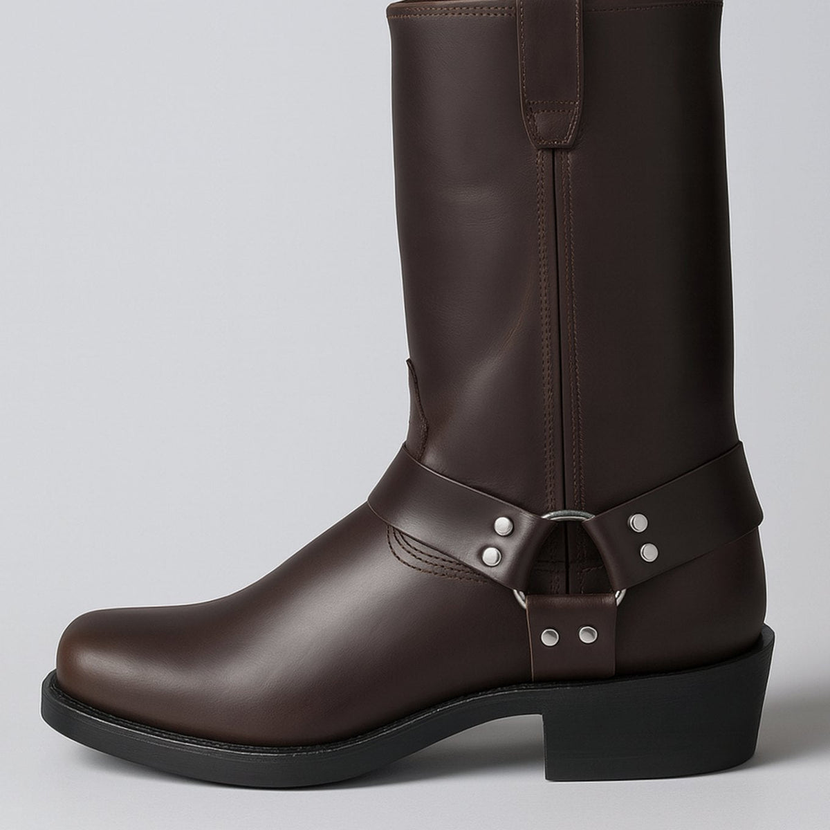 Women's Square-Toe Leather Harness Western Pull-On Cowboy Boots