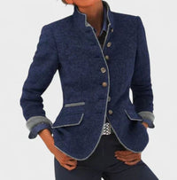 Women's Stand-Collar Button-Up Cardigan Blazer