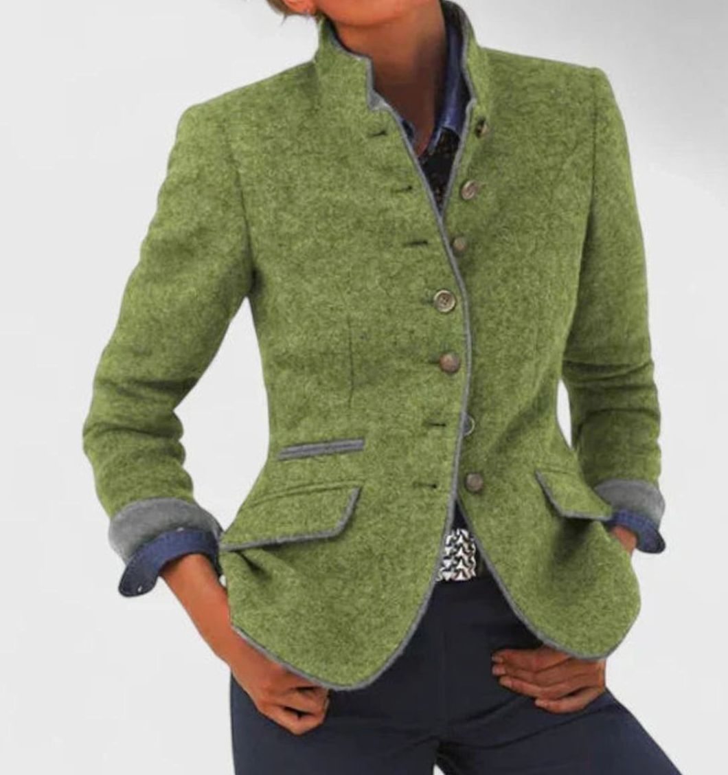 Women's Stand-Collar Button-Up Cardigan Blazer