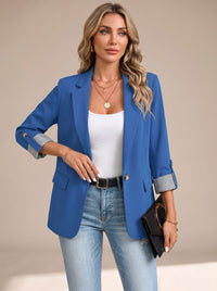 Women's Striped-Cuff Rollable Sleeve Soft-Tailored Blazer
