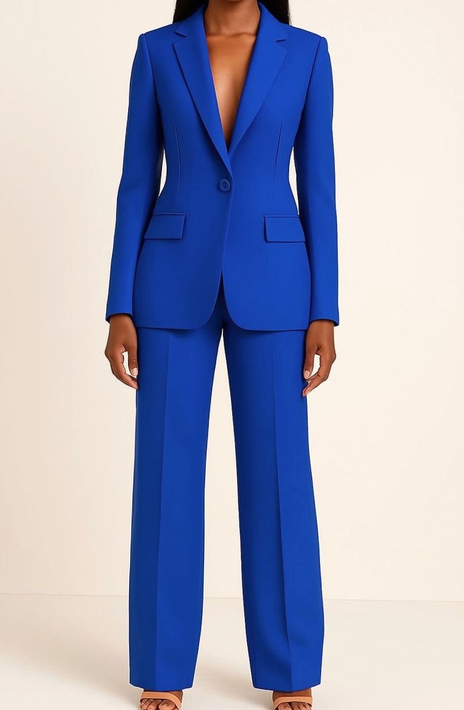 Women's Tailored Single-Button Blazer & Trouser Suit Set