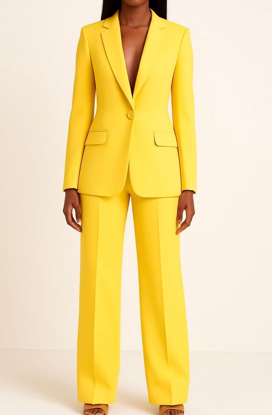 Women's Tailored Single-Button Blazer & Trouser Suit Set