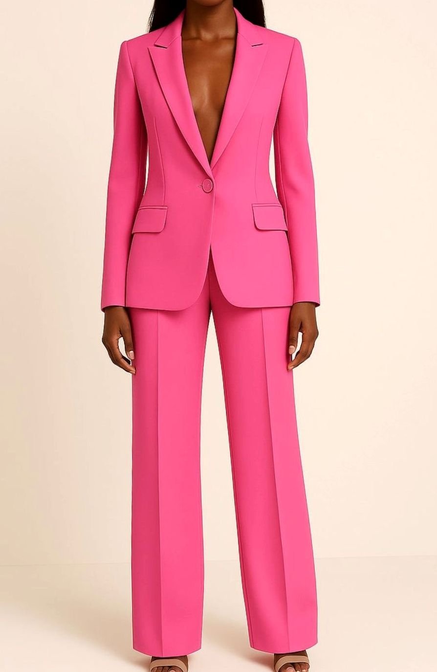 Women's Tailored Single-Button Blazer & Trouser Suit Set
