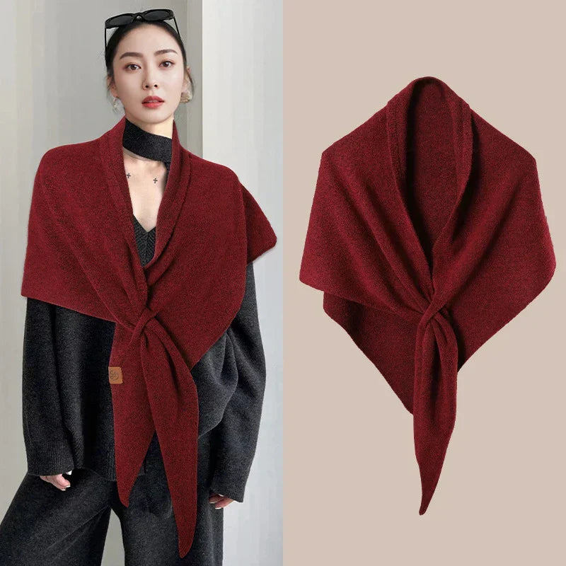 Women's Triangle Wool Scarf for Autumn and Winter