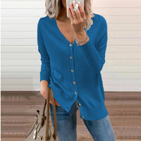 Women's V-Neck Button-Front Long Sleeve Knit Cardigan