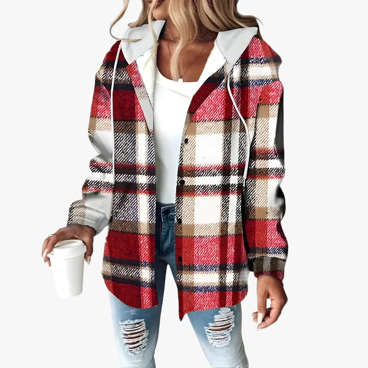 Women's Warm Hooded Transitional Jacket - Padded Spring and Lightweight Autumn Jacket
