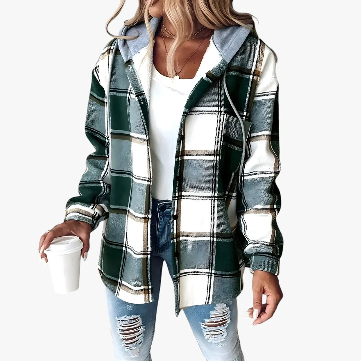 Women's Warm Hooded Transitional Jacket - Padded Spring and Lightweight Autumn Jacket
