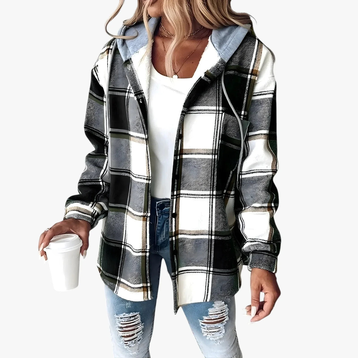 Women's Warm Hooded Transitional Jacket - Padded Spring and Lightweight Autumn Jacket
