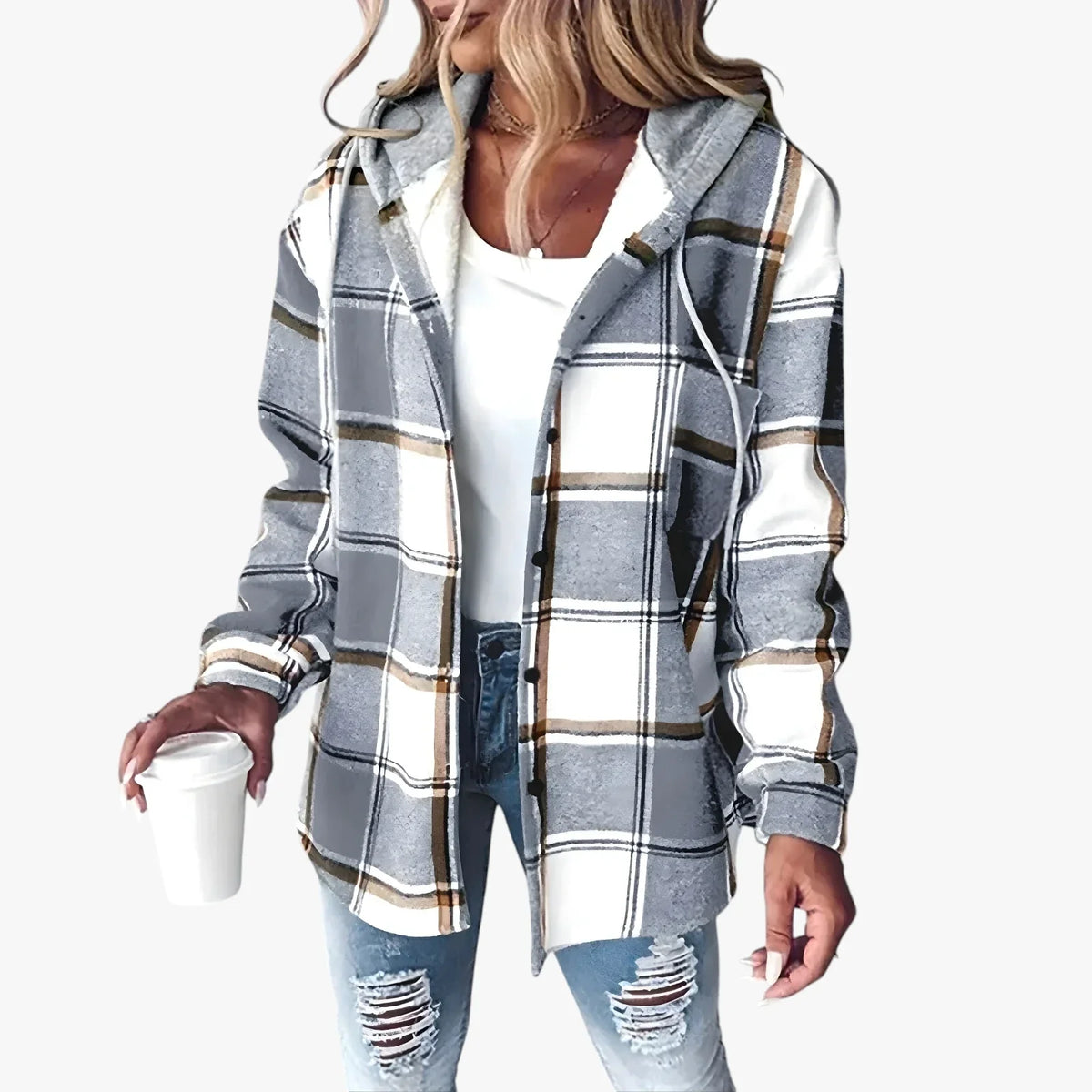 Women's Warm Hooded Transitional Jacket - Padded Spring and Lightweight Autumn Jacket