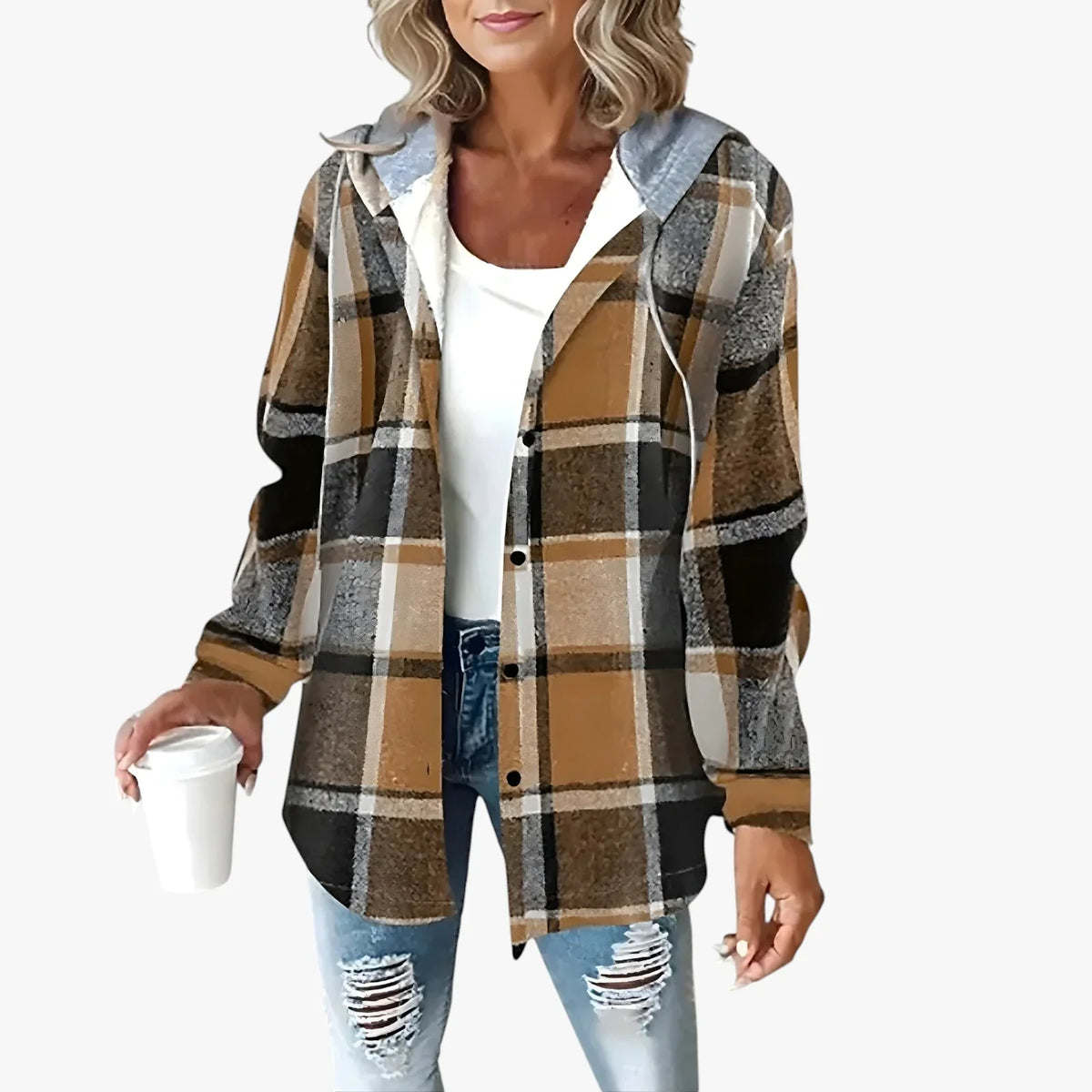 Women's Warm Hooded Transitional Jacket - Padded Spring and Lightweight Autumn Jacket