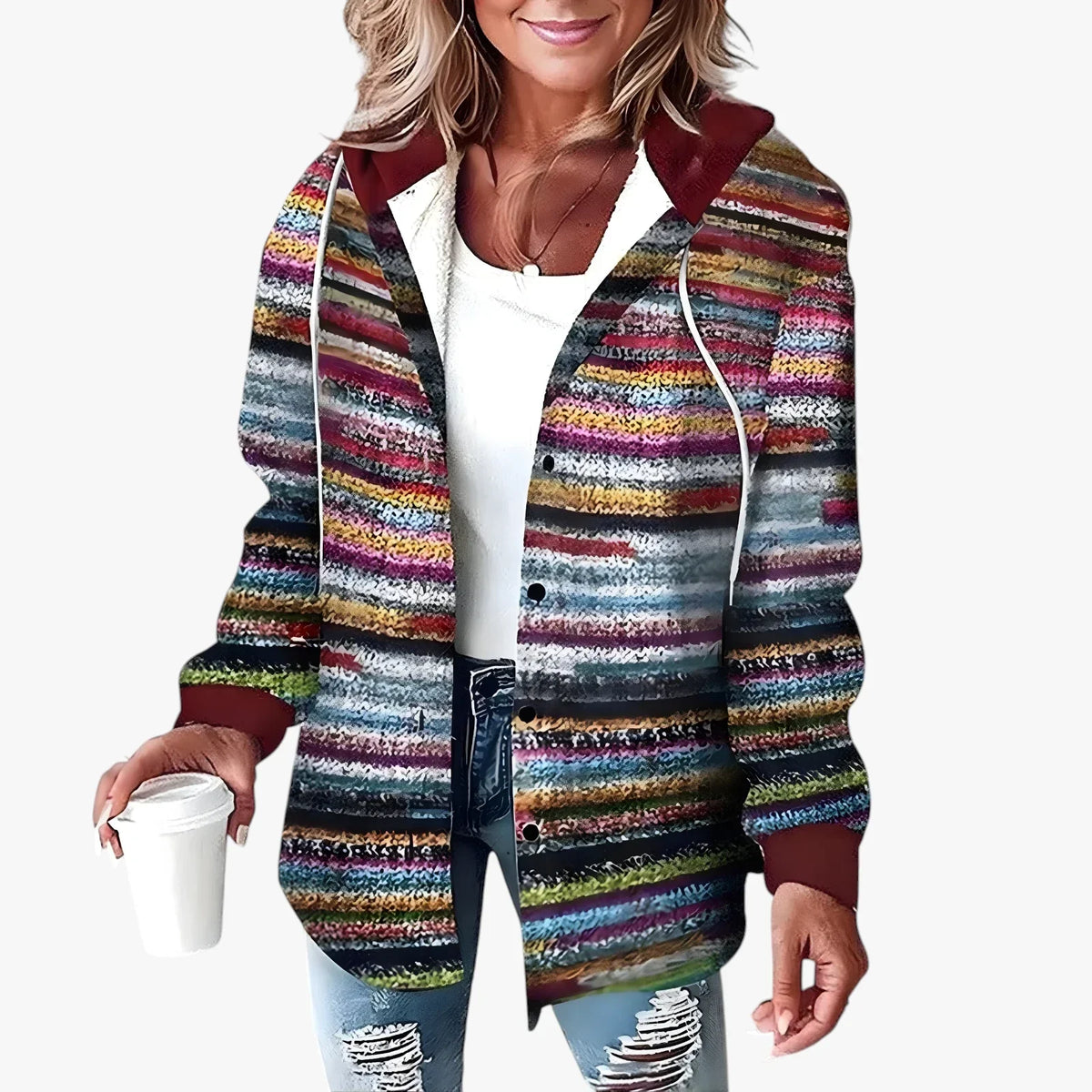 Women's Warm Hooded Transitional Jacket - Padded Spring and Lightweight Autumn Jacket