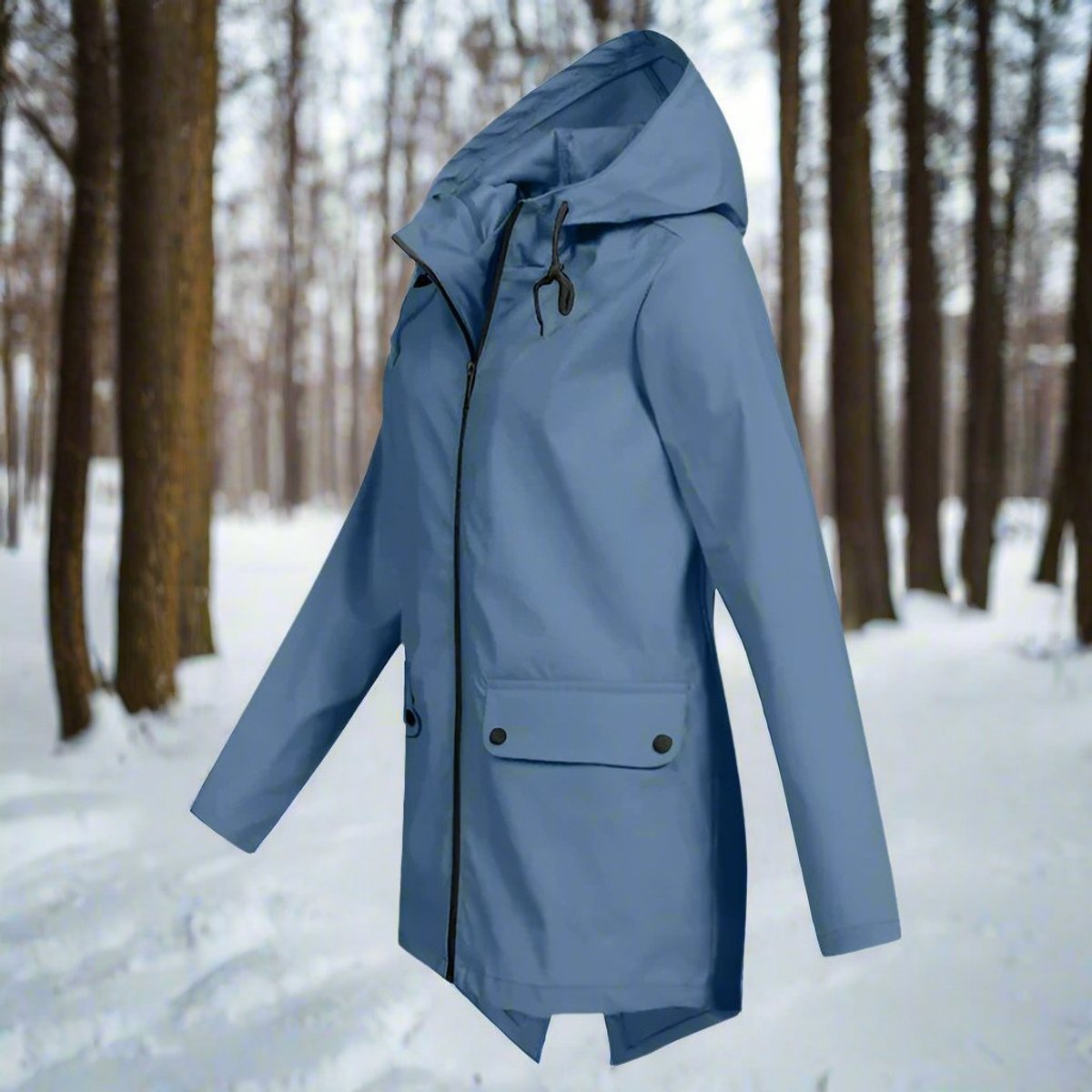 Women's Waterproof Hooded Rain Jacket with Zip Closure, Adjustable Cuffs, and Pockets