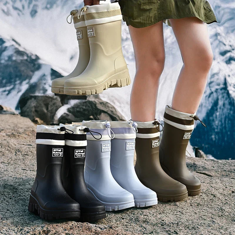 Women's Waterproof Retro Rain Boots with Non-Slip Sole