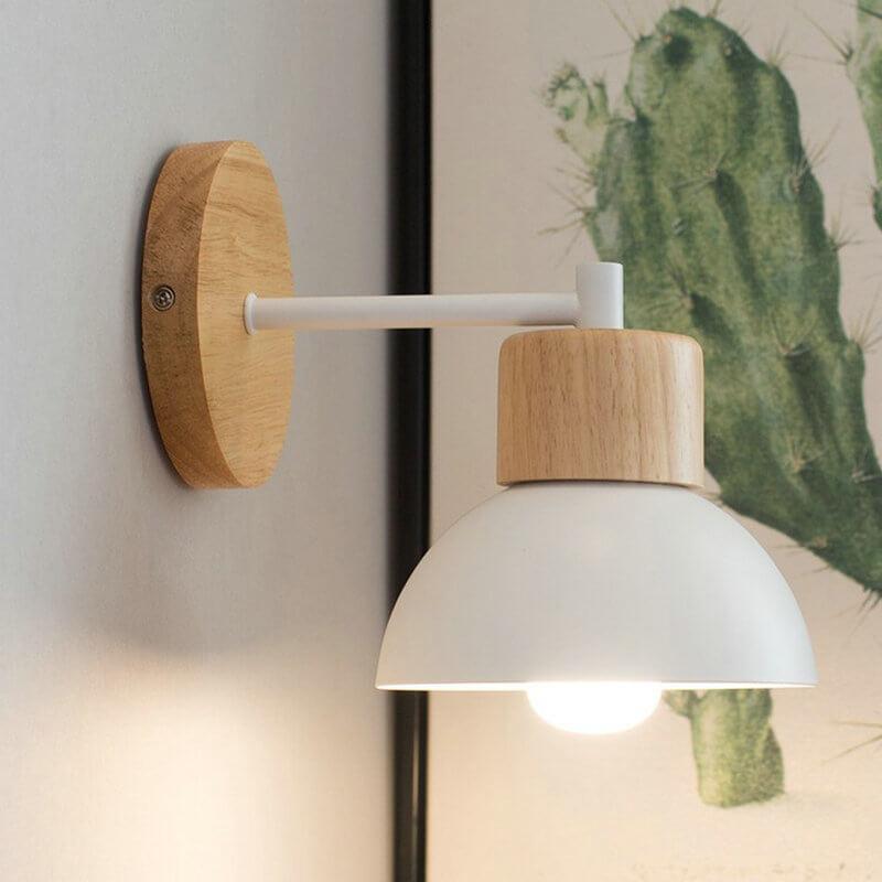 Wood Accent Wall Light - Modern Dome Sconce - Stylish Bedside Lamp - Image 2