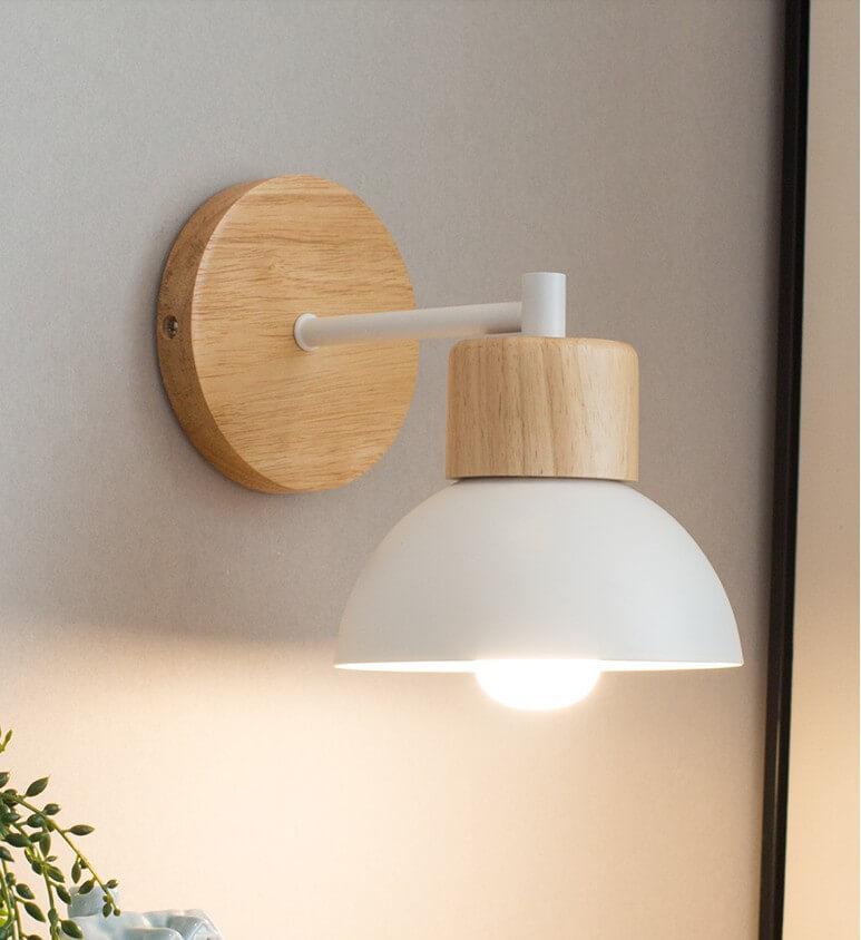 Wood Accent Wall Light - Modern Dome Sconce - Stylish Bedside Lamp - Image 3