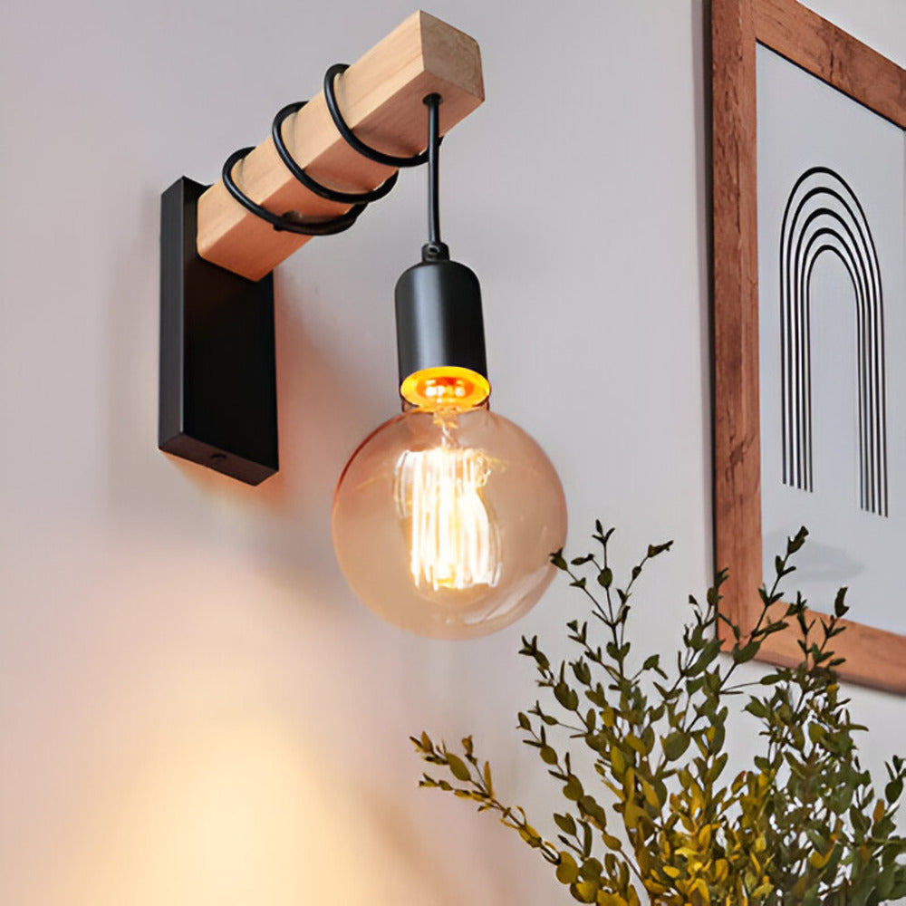 Wood Accent Wall Sconce - Rustic Style LED Pendant Light - Stylish Home Lighting - Image 2