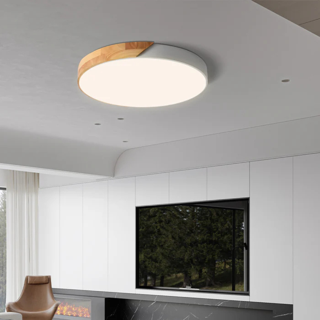 Wood and Acrylic Ceiling Light - Modern LED Flush Mount Lighting - Stylish Home Decor - Image 5
