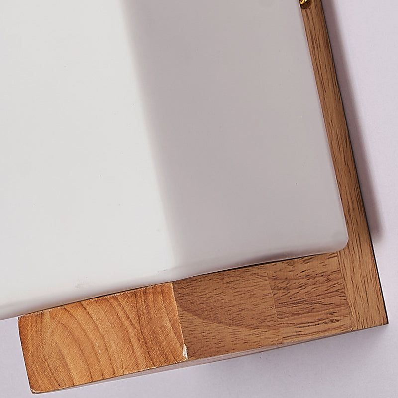 Wood and Glass Rectangle Wall Sconce - Modern Minimalist LED Lamp - Bedroom Lighting - Image 2