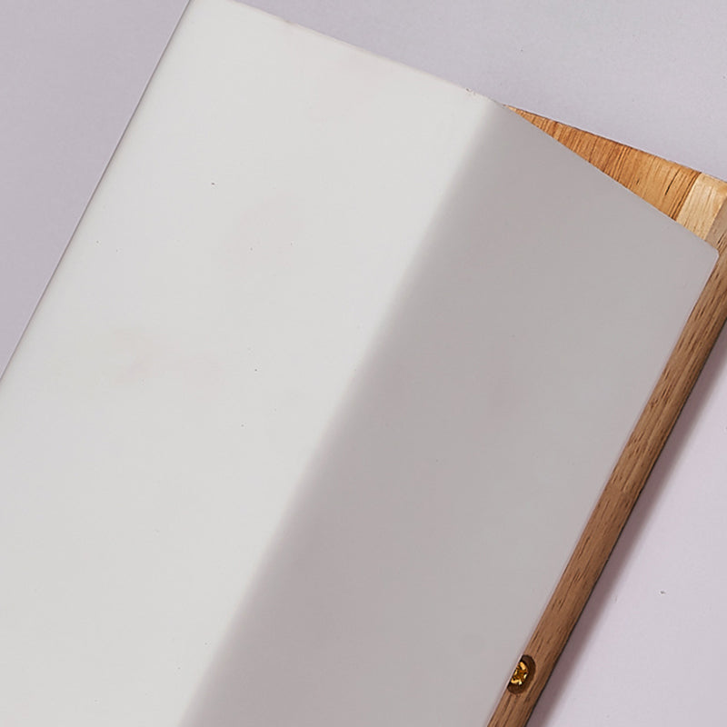 Wood and Glass Rectangle Wall Sconce - Modern Minimalist LED Lamp - Bedroom Lighting - Image 3