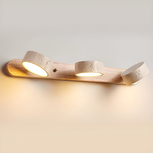 Wood Color Travertine Style LED Wall Sconce - Modern Plug-in Wall Light - Integrated Lighting - Image 1