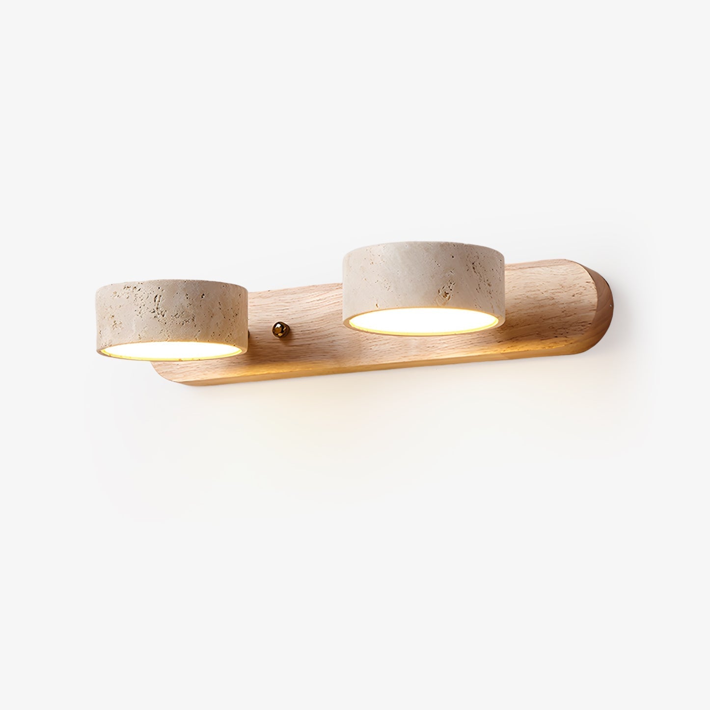 Wood Color Travertine Style LED Wall Sconce - Modern Plug-in Wall Light - Integrated Lighting - Image 2