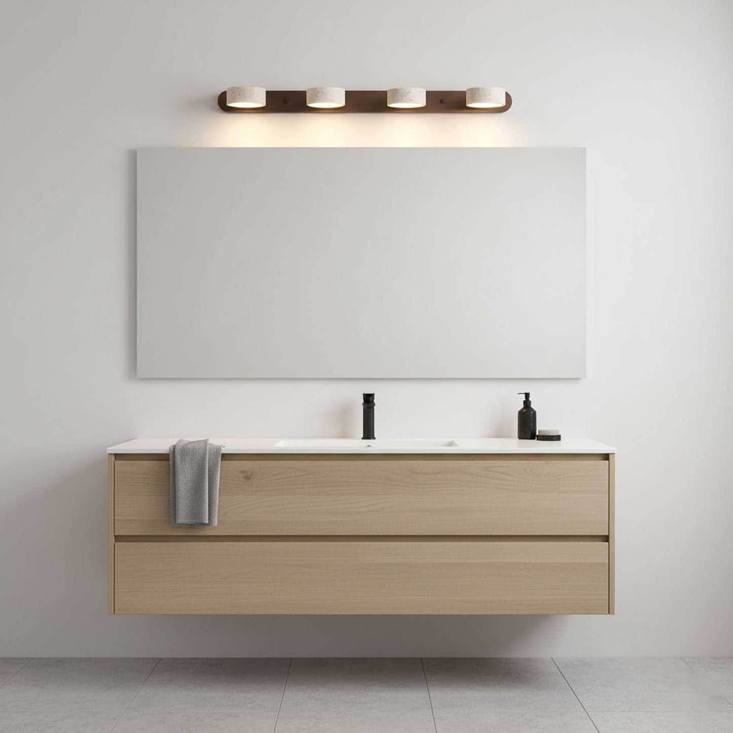 Wood Color Travertine Style LED Wall Sconce - Modern Plug-in Wall Light - Integrated Lighting - Image 4