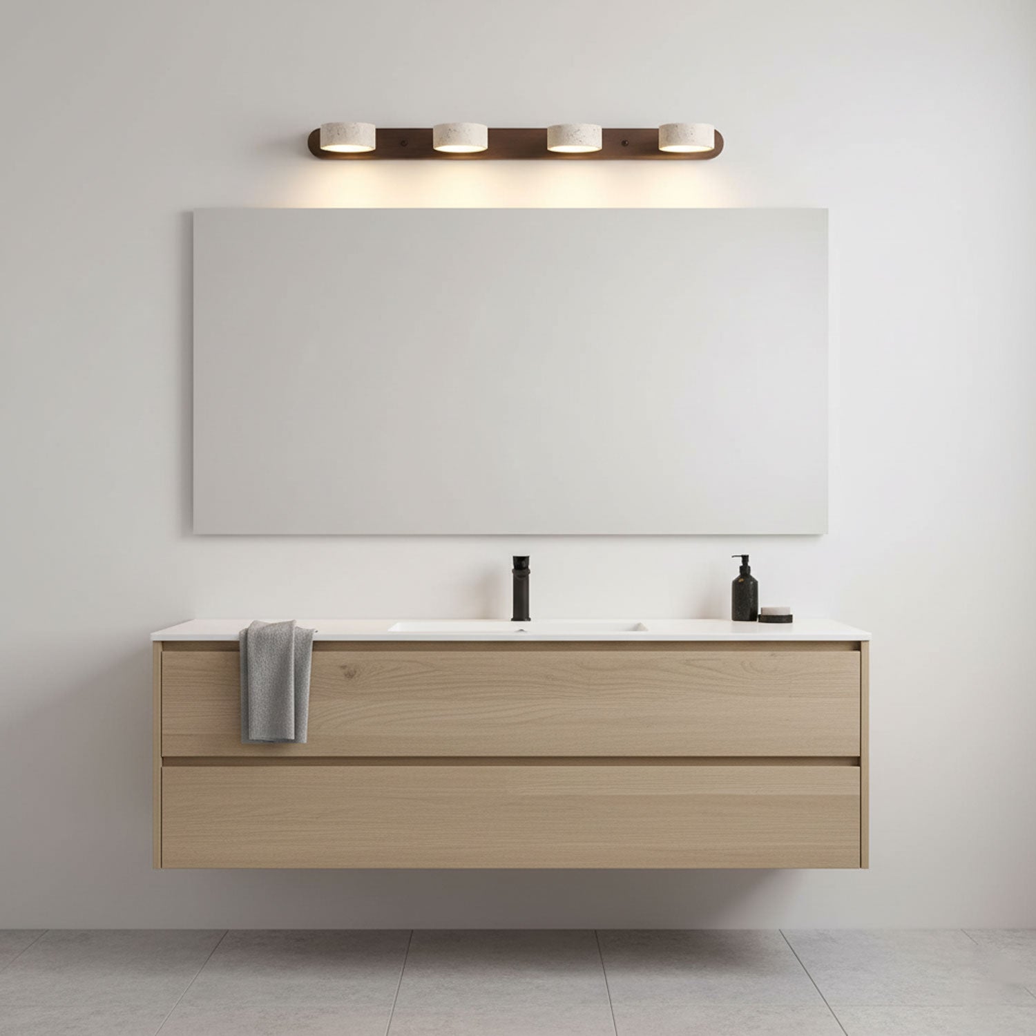 Wood Color Travertine Style LED Wall Sconce - Modern Plug-in Wall Light - Integrated Lighting - Image 4