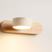 Wood Color Travertine Style LED Wall Sconce - Modern Plug-in Wall Light - Integrated Lighting