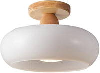 Wood & Glass LED Ceiling Lamp - Modern Flush Mount Lighting