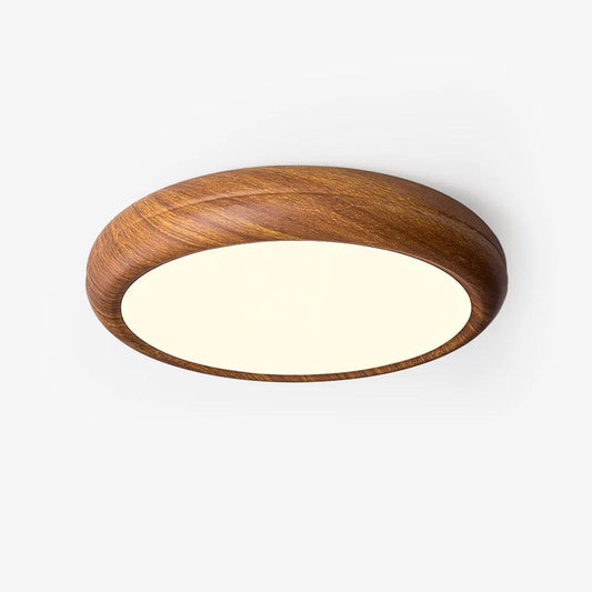 Wood Grain Finish Ceiling Light - Round - Stylish Flush Mount - Image 1