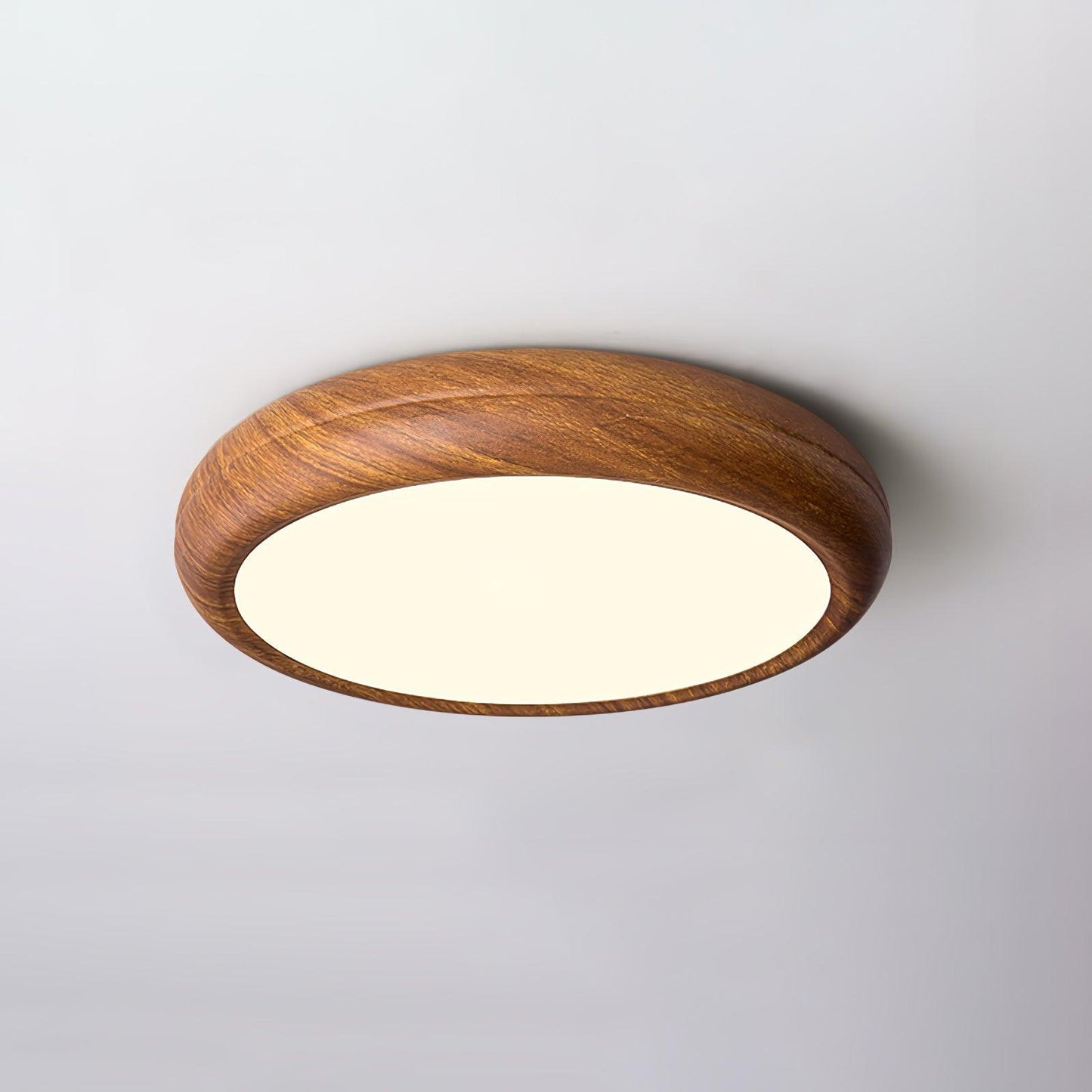 Wood Grain Finish Ceiling Light - Round - Stylish Flush Mount - Image 10