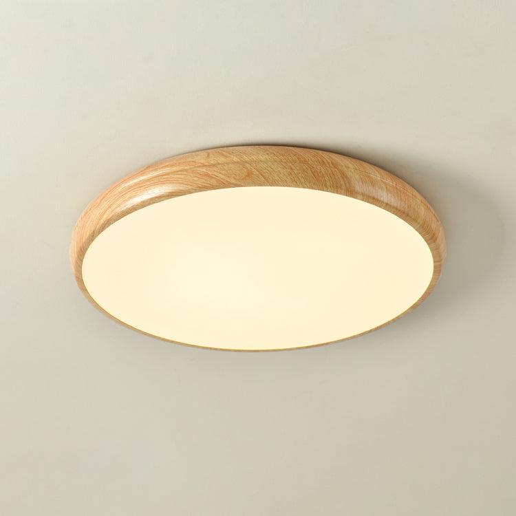 Wood Grain Finish Ceiling Light - Round - Stylish Flush Mount - Image 11