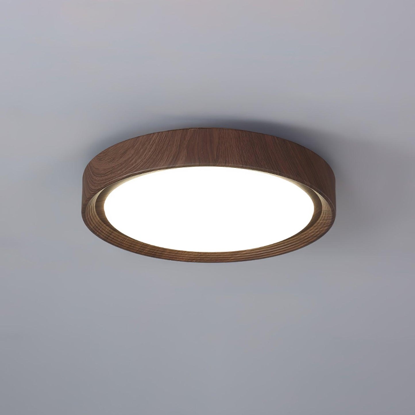 Wood Grain Finish Ceiling Light - Round - Stylish Flush Mount - Image 12