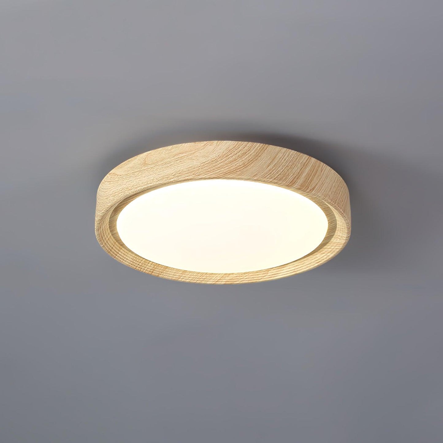 Wood Grain Finish Ceiling Light - Round - Stylish Flush Mount - Image 13