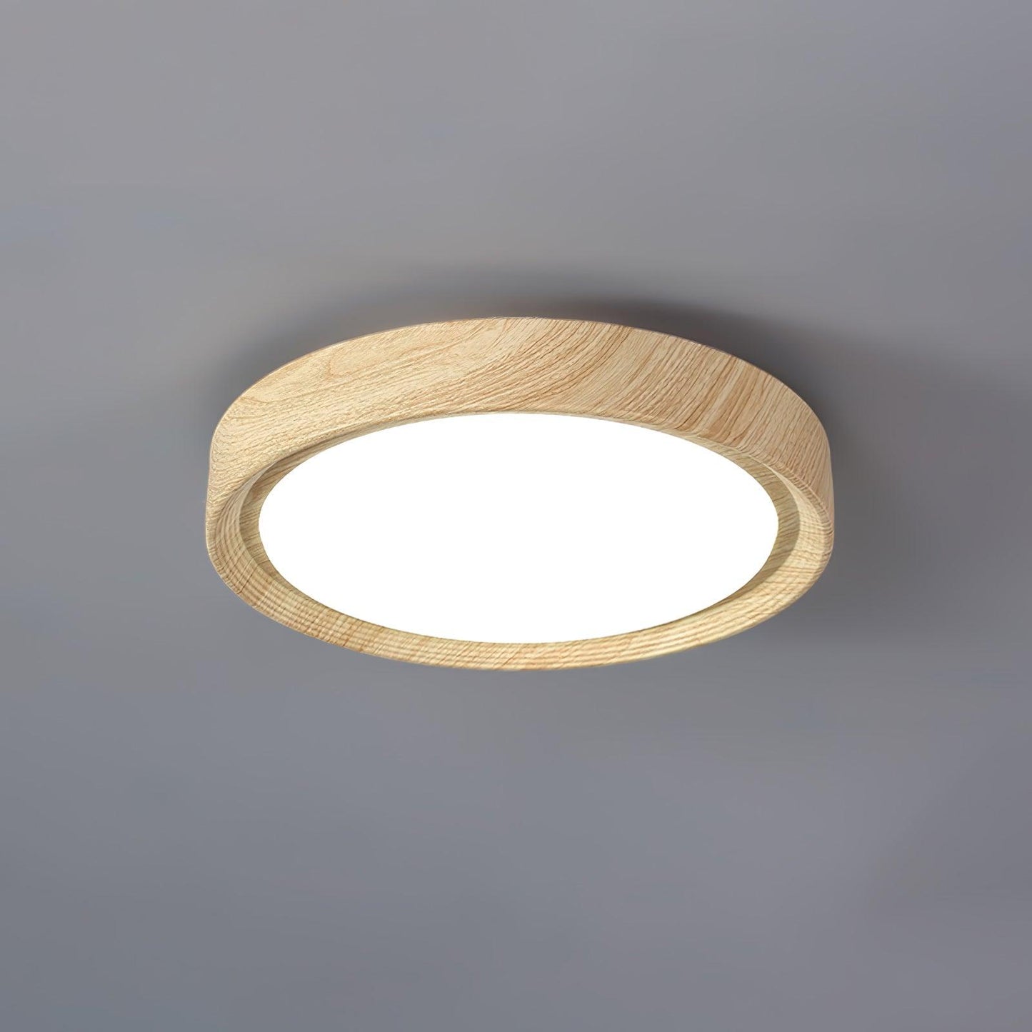 Wood Grain Finish Ceiling Light - Round - Stylish Flush Mount - Image 14