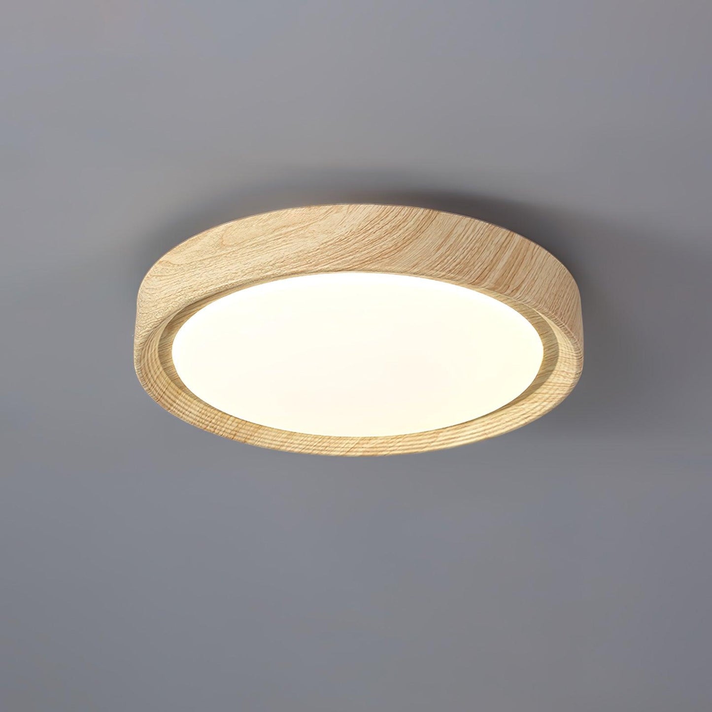 Wood Grain Finish Ceiling Light - Round - Stylish Flush Mount - Image 16
