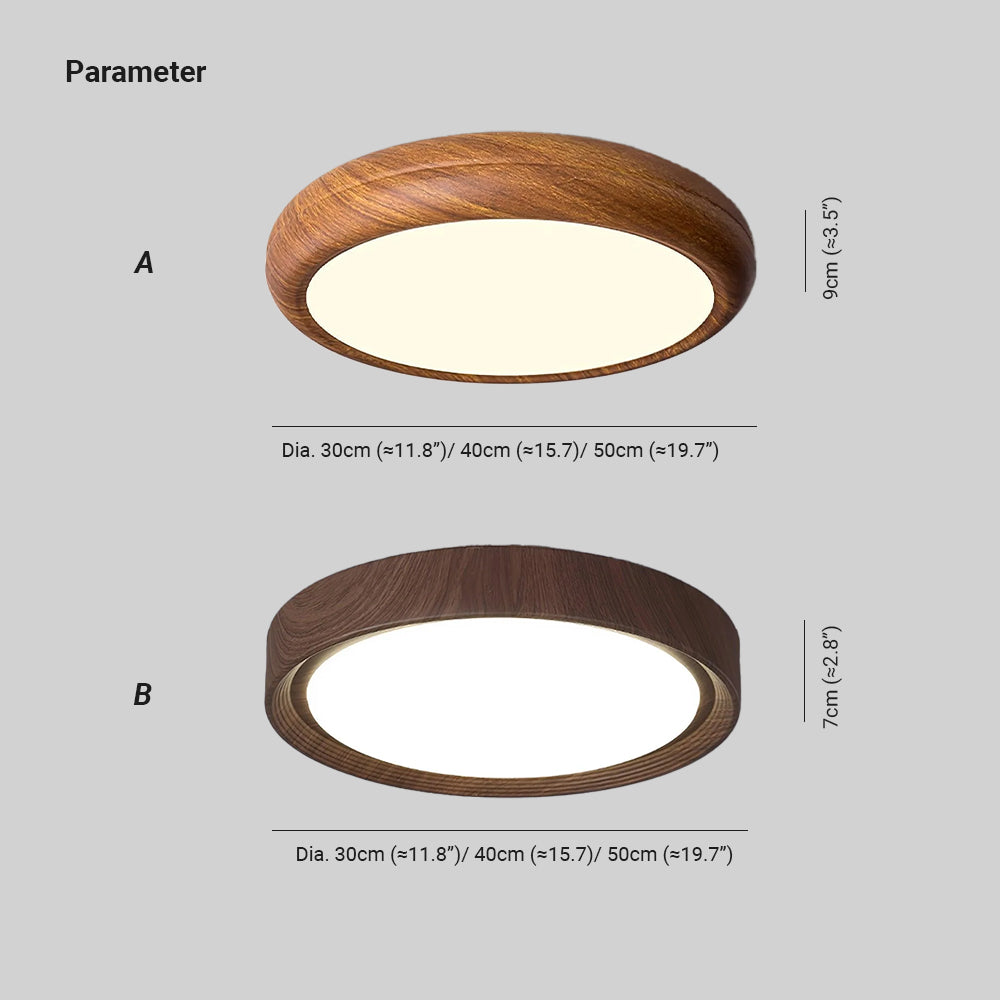 Wood Grain Finish Ceiling Light - Round - Stylish Flush Mount - Image 3