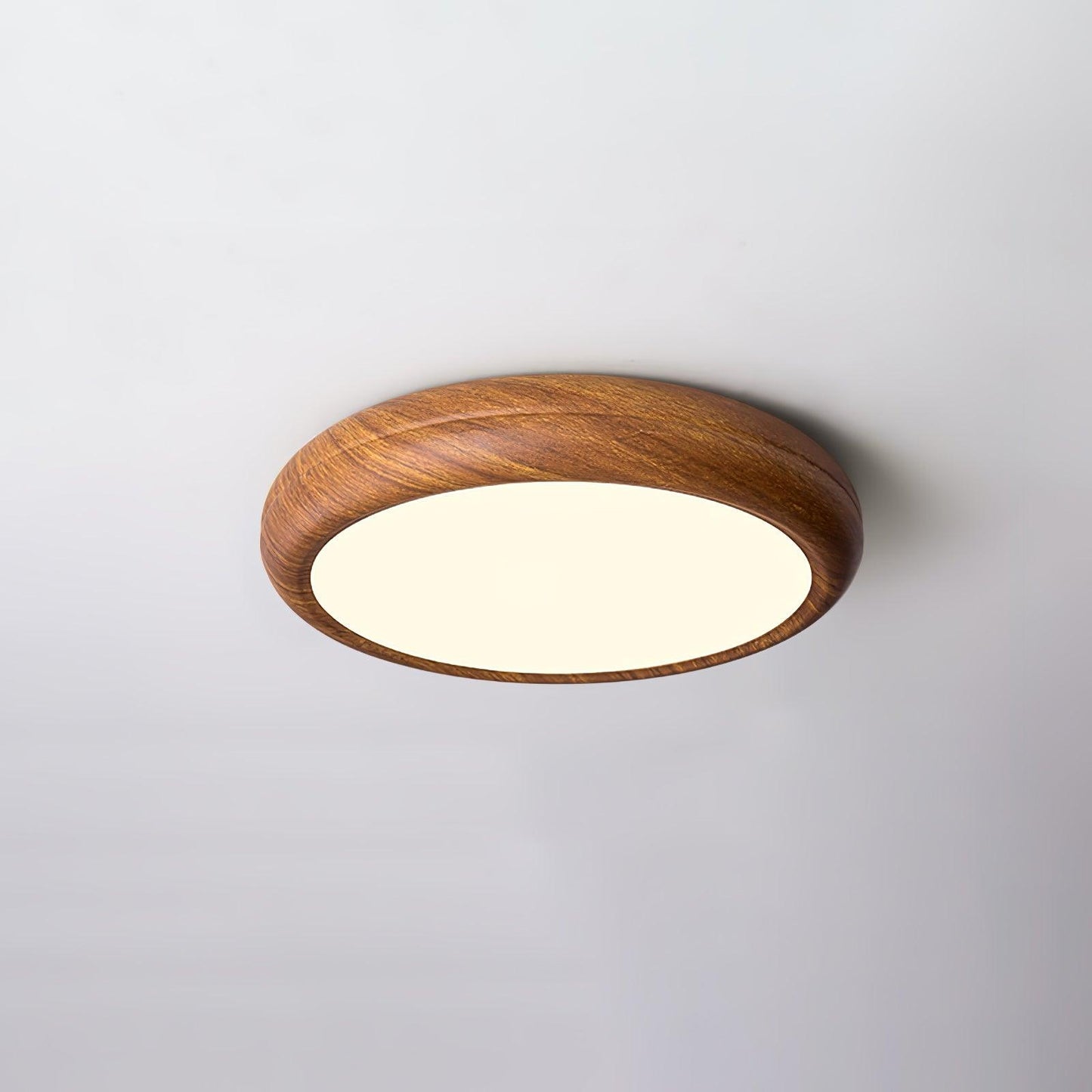 Wood Grain Finish Ceiling Light - Round - Stylish Flush Mount - Image 6