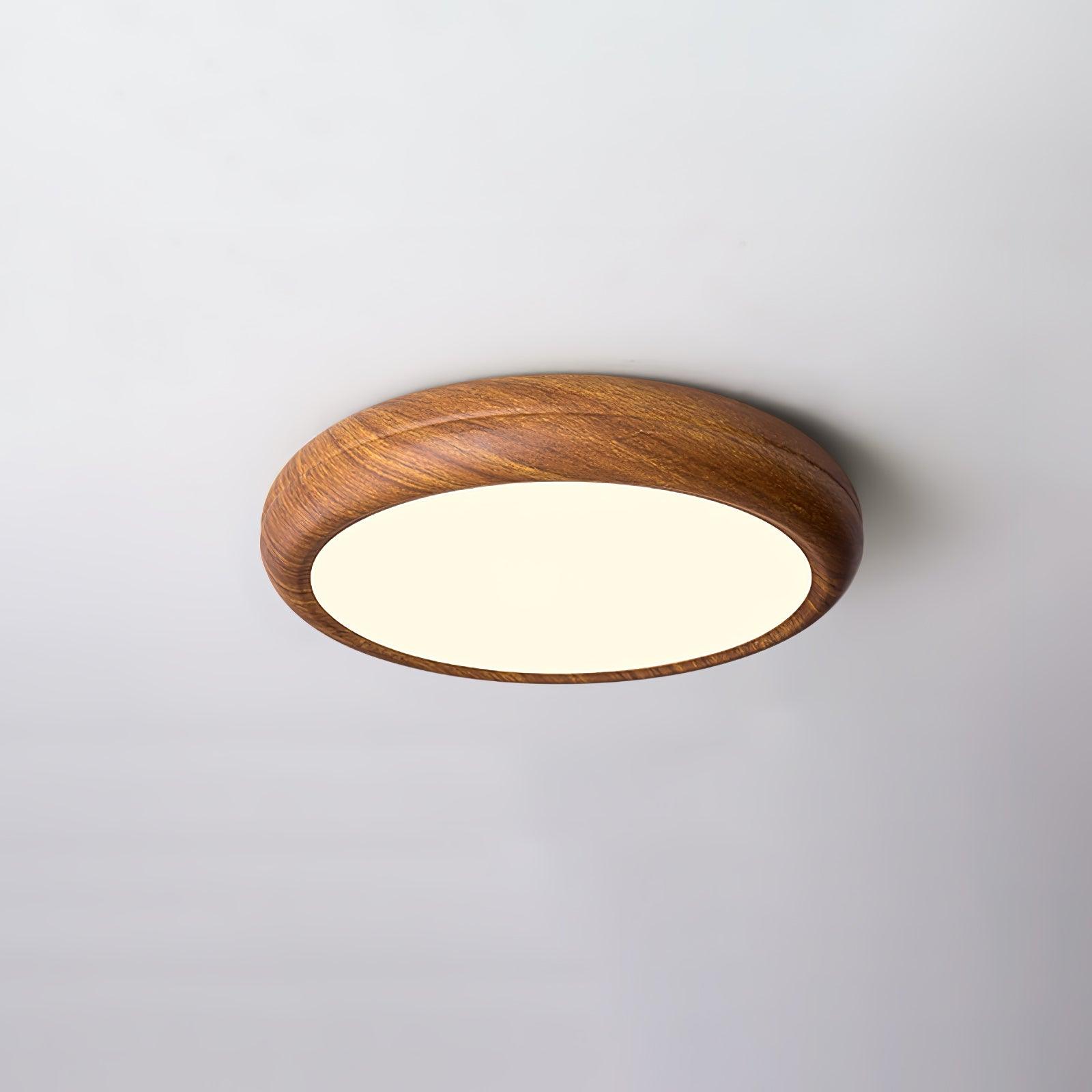 Wood Grain Finish Ceiling Light - Round - Stylish Flush Mount - Image 6