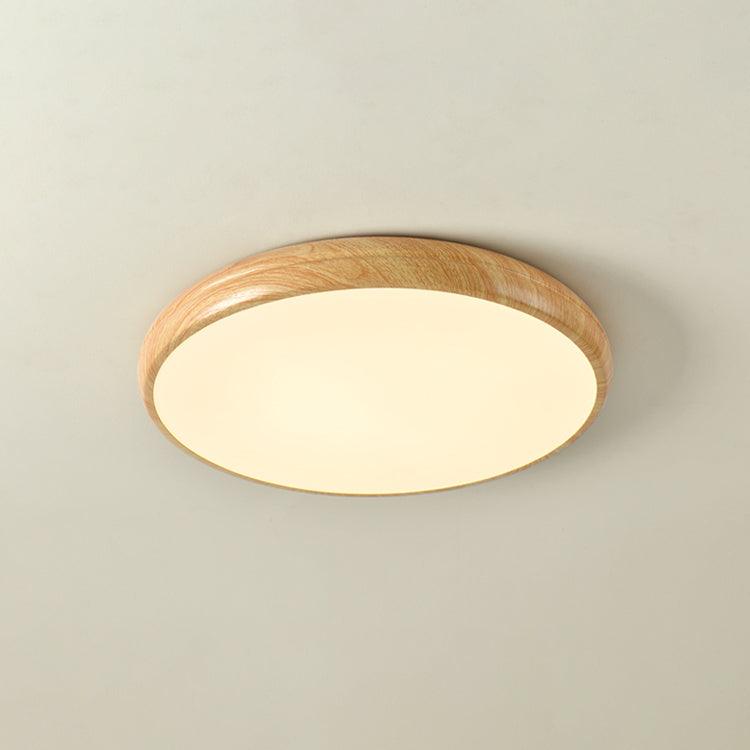 Wood Grain Finish Ceiling Light - Round - Stylish Flush Mount - Image 7