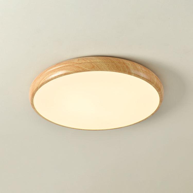 Wood Grain Finish Ceiling Light - Round - Stylish Flush Mount - Image 9