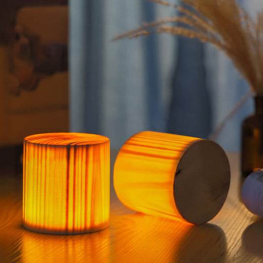 Wood Grain LED Table Lamp - Touch Activated - Modern Bedside Night Light - Image 1