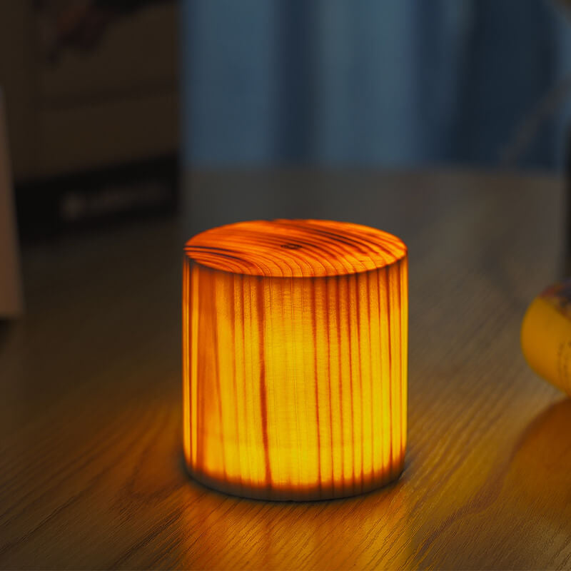 Wood Grain LED Table Lamp - Touch Activated - Modern Bedside Night Light - Image 2