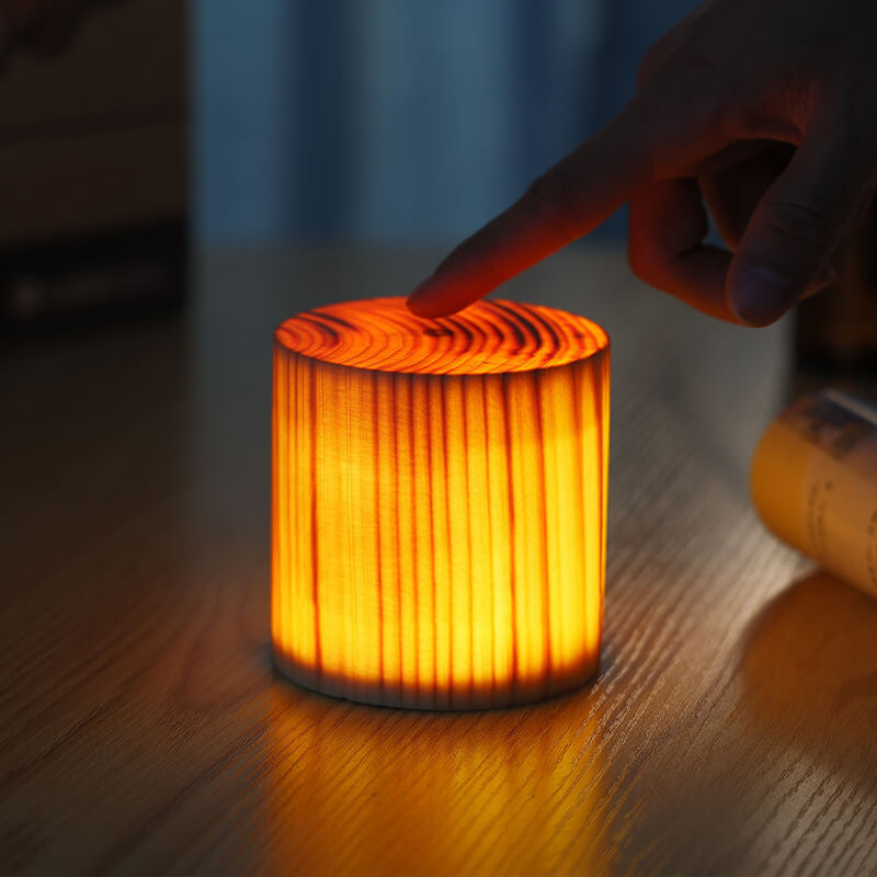 Wood Grain LED Table Lamp - Touch Activated - Modern Bedside Night Light - Image 3