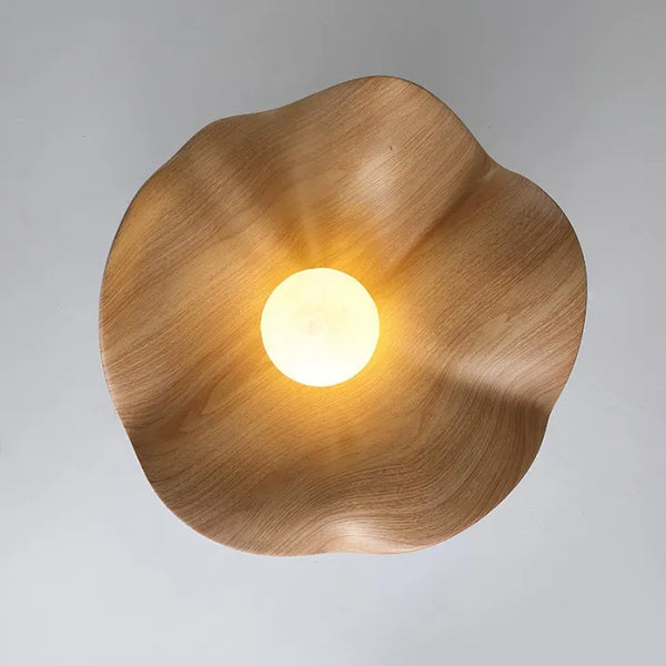 Wooden Ceiling Lamp - Modern Lotus Style Flush Mount - Scandinavian Inspired Lighting - Image 3