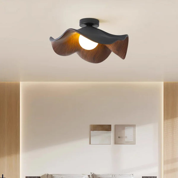 Wooden Ceiling Lamp - Modern Lotus Style Flush Mount - Scandinavian Inspired Lighting - Image 6