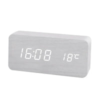 Wooden Digital LED Alarm Clock - Stylish with Temperature Display