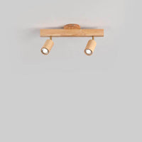 Wooden LED Track Lighting - Modern Semi-Flush Mount Ceiling Light - 2-Light